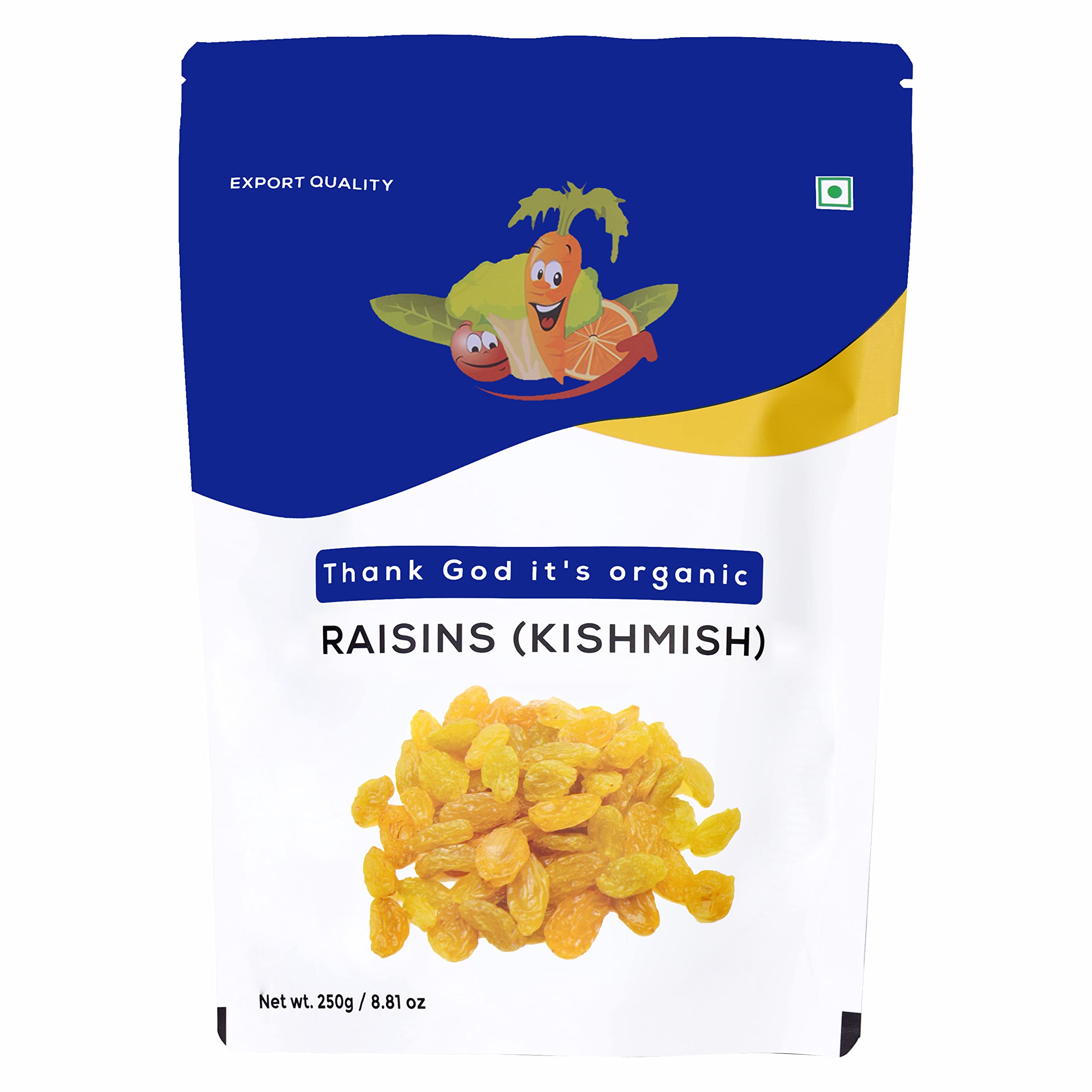 Thank god its organic Fresh Golden Yellow Raisin Juicy Yummy Delicious 750Gm (3 Packs Of 250G) (B0BWWNNK72) Amazon Price History, Amazon Price Tracker