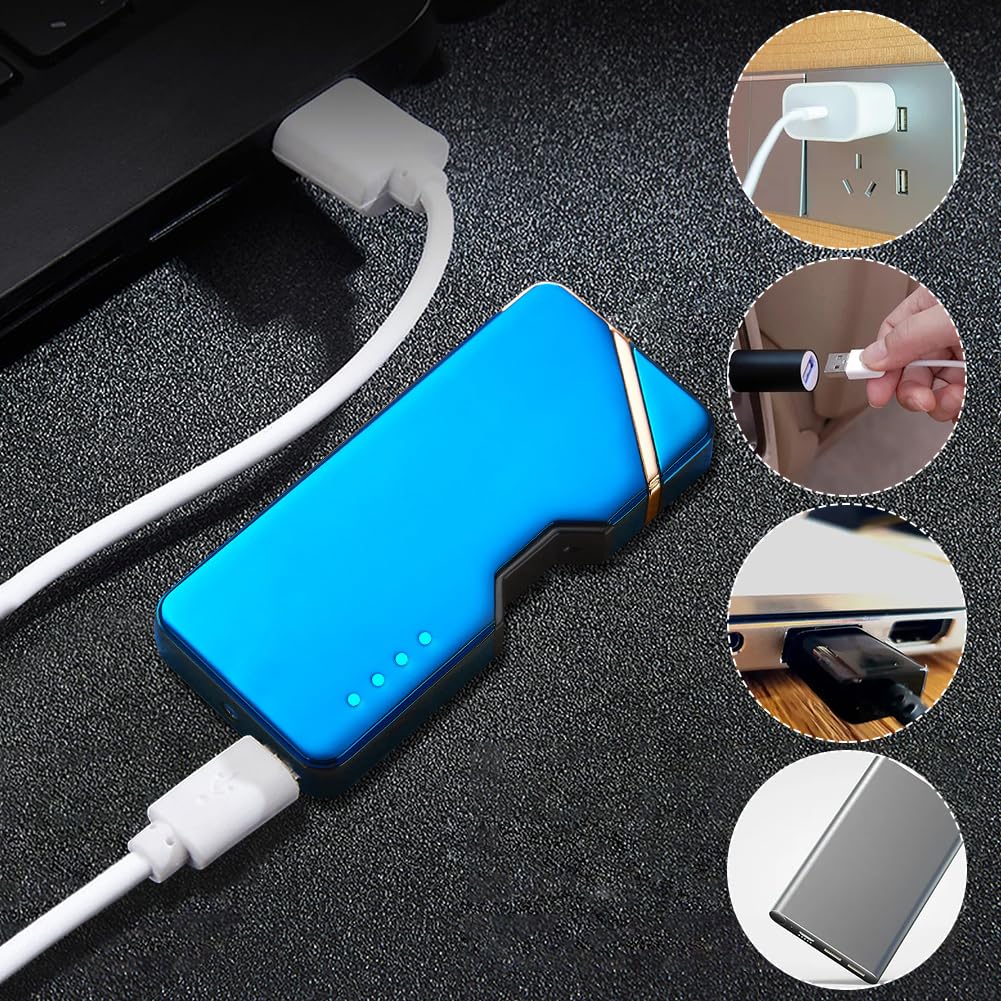 Briquet Électrique Rechargeable USB - Double Arc, Coupe-Vent, Pour Bougie, Barbecue (Cadeau)