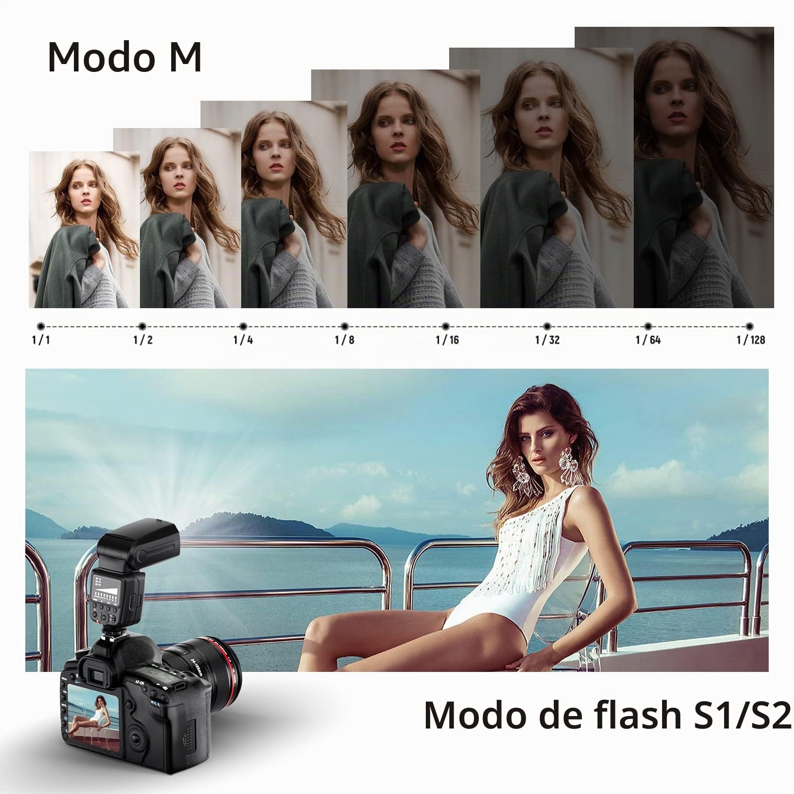 PHOTOOLEX Cámara flash Speedlite compatible con Canon, Nikon, Panasonic, Olympus Pentax y otras cámaras DSLR, cámaras digitales con zapata estándar, flash de cámara con 12 filtros de color