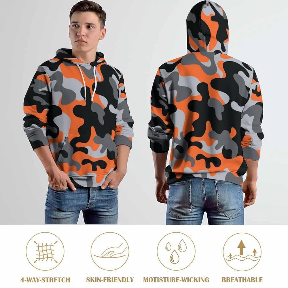 【関税・送料込】(3 colors) Camouflage contrast hoodie - 286 Amazon.com: Black Orange Camo-3 Unisex Hoodie, Casual