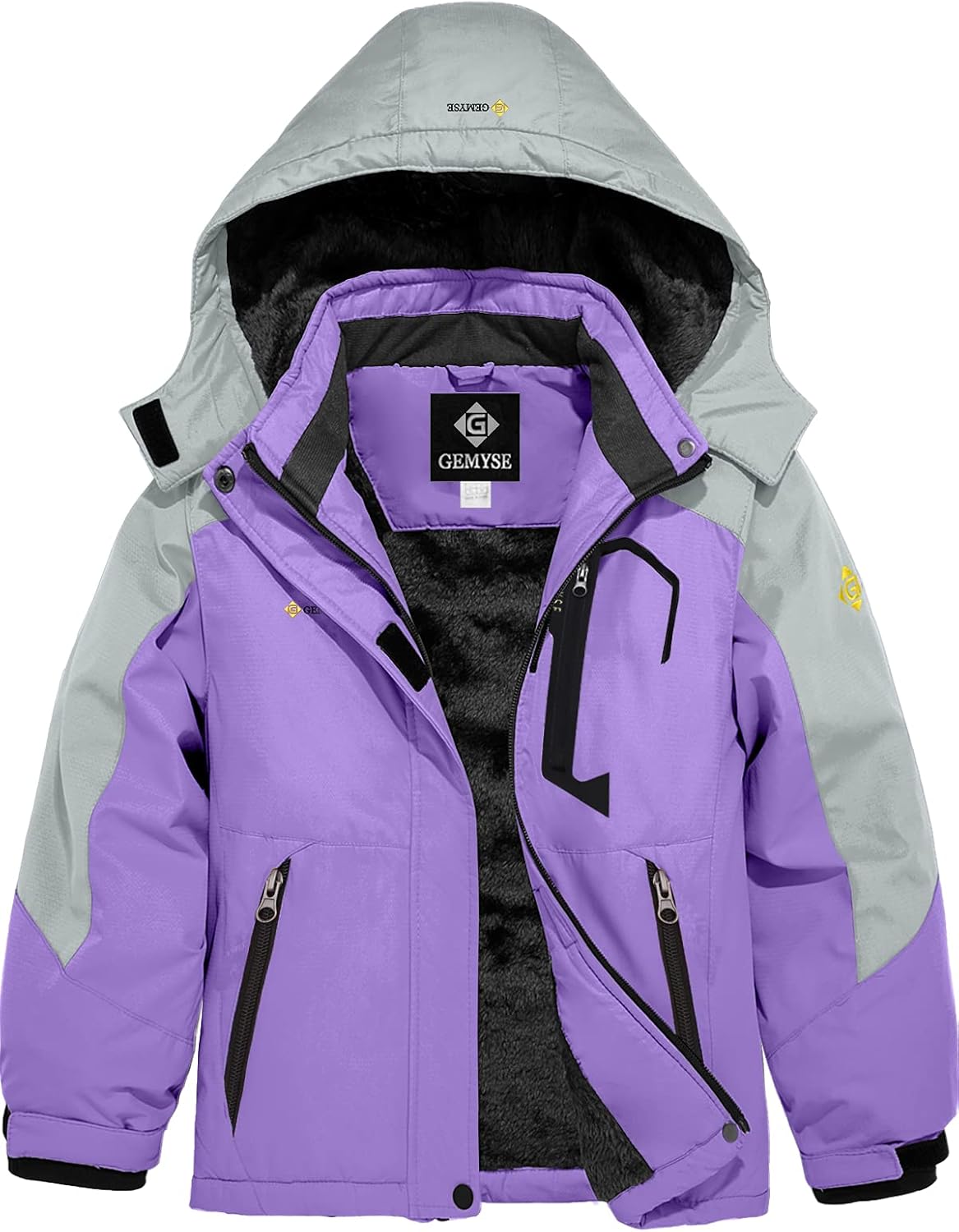 GEMYSE Girl's Waterproof Ski Snow Jacket Fleece Windproof Winter Jacket with Hood : Clothing, Shoes & Jewelry