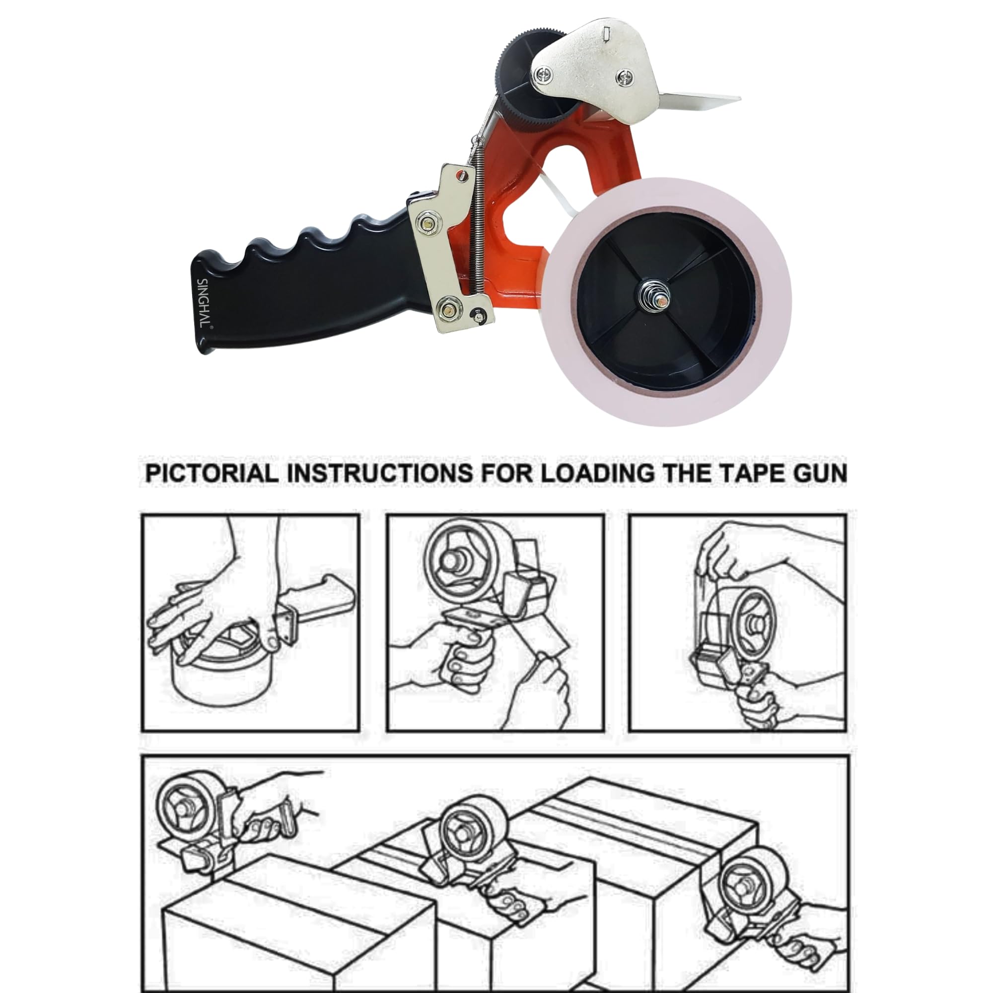 Singhal Gun Roll 2 inch Tape Dispenser and Packaging Cutter Tool for Home, Office, School, Industry, Office Use with Stainless Steel Blade 2