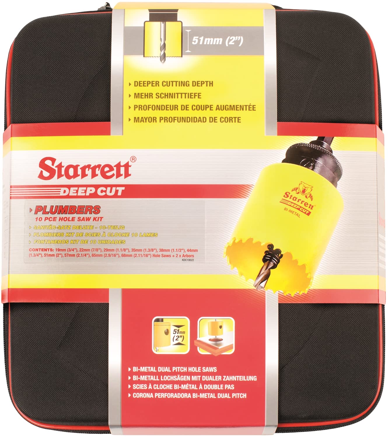 Starrett KDC10022 HSAW KIT PLUMBER Deluxe hydraulików zestaw do otwornic (12-częściowy)