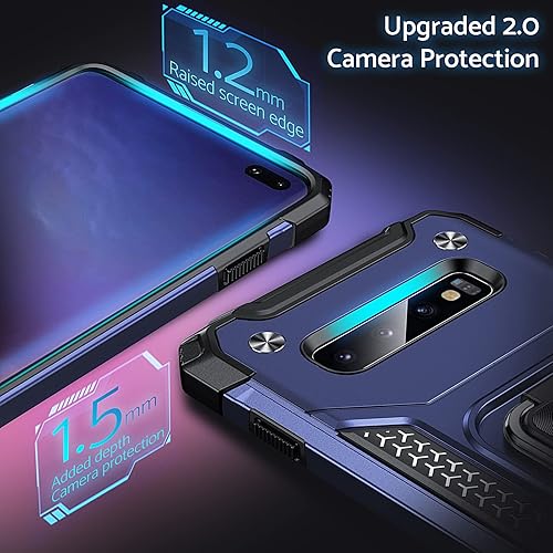 Miniatura 4 de Anqrp Funda para Galaxy S10 Plus, funda protectora de grado militar con anillo de metal mejorado soporte magnético compatible con Samsung Galaxy