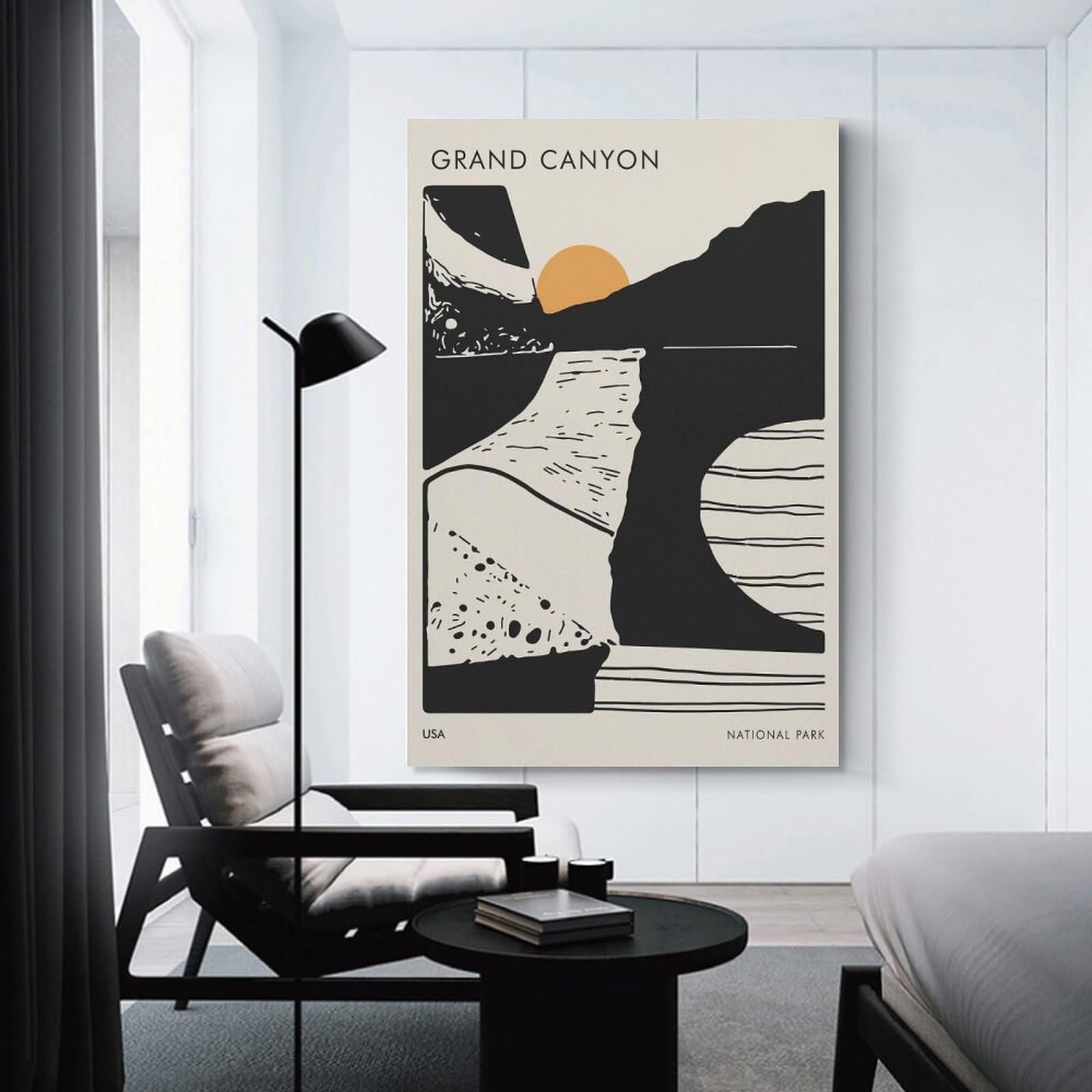 Junmoney Grand Canyon National Park Minimalist Art Canvas Wall Picture 16x24inch(40x60cm), for Study, Office Or Focused Interiors, Home Office Artwork with Decorative Appeal