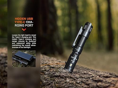Miniatura 8 de Fenix LD12R Linterna EDC, 600 lúmenes USB-C recargable, compatible con AA, luz de trabajo doble LED principal y lateral con clip magnético y