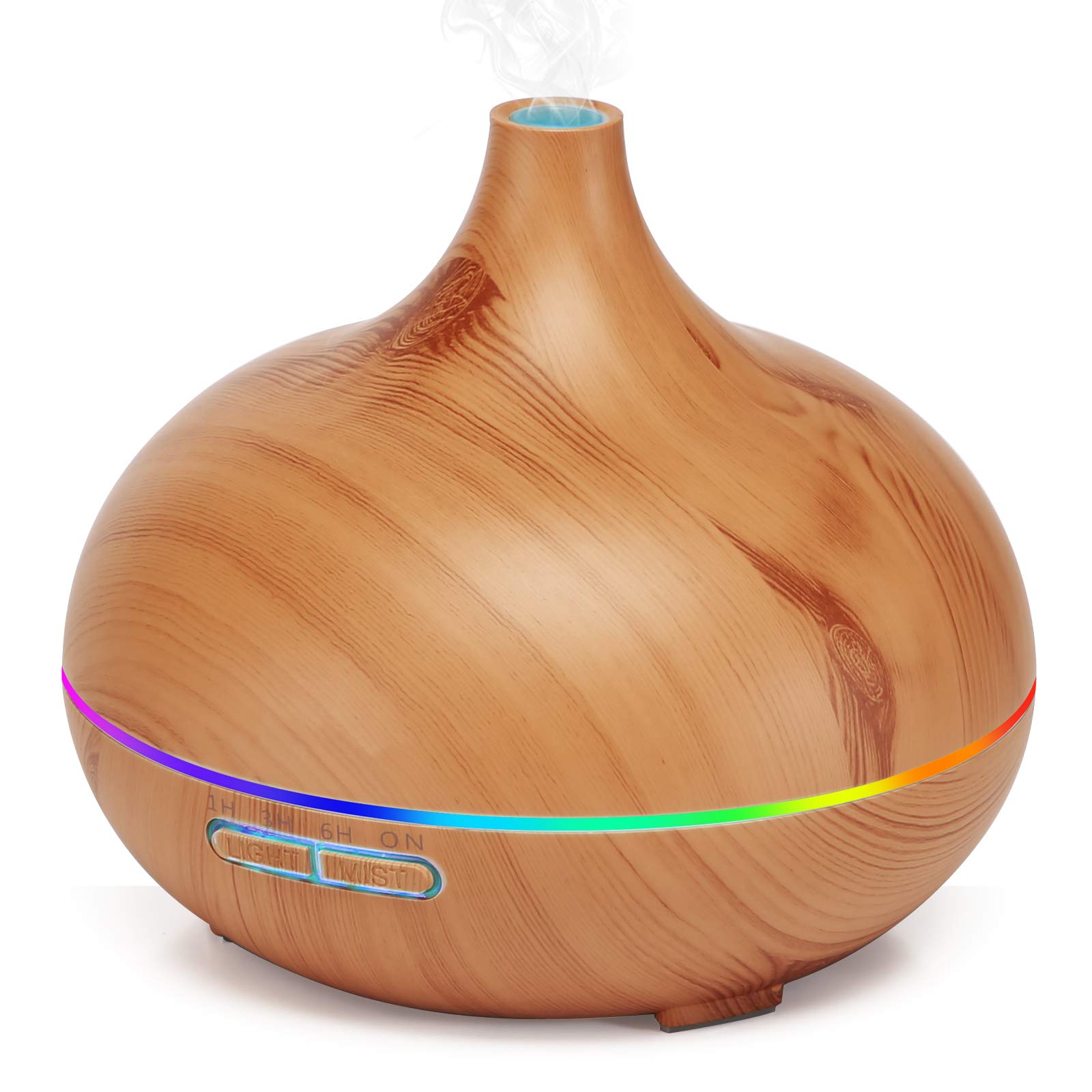 PLOSPY Essential Oil Diffuser, 550ml Ultrasonic Cool Mist Humidifier, Waterless Auto Off, Aromatherapy Diffuser with 4 Timer Settings & 7 Color Changing Lights for Office Home Yoga Spa Baby