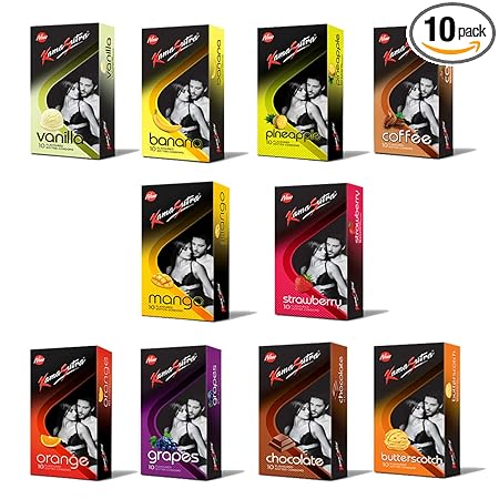 Kama Sutra Flavours Dotted Condoms - Pack of 10, 100 No's