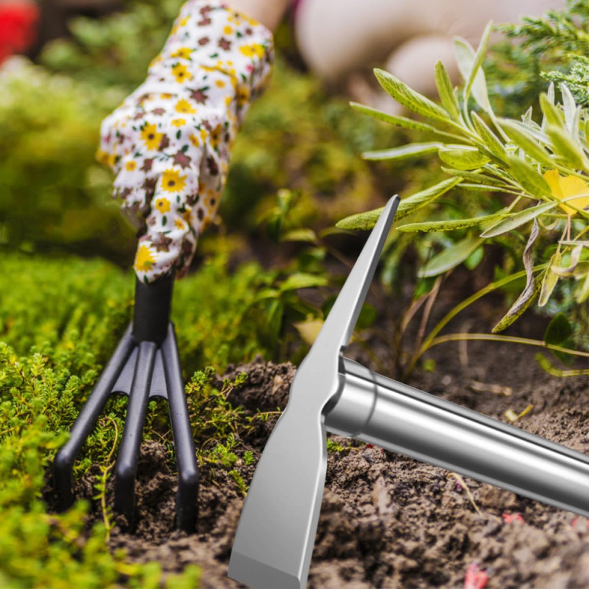 Ciieeo Azada de Jardinería Pequeña de Acero Inoxidable Mango Resistente para Aflojar la Tierra, Herramienta Práctica para Uso Doméstico Aire Libre