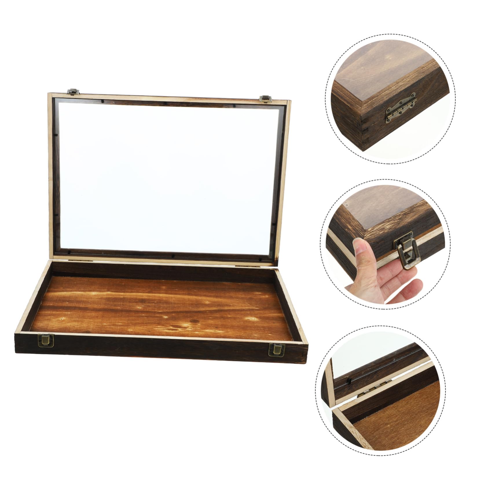 Ciieeo Vetrina e Conservazione Marrone in Legno per Insetti Scatola Vintage con Coperchio Trasparente per Esposizione di Campioni e Gioielli da Parete