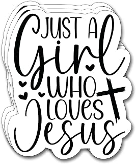 (3Pcs) Just A Girl Who Loves Jesus Sticker Christian Gifts Decorate Books Laptop Phone Water Bottles Kindles Stickers Tumbler Sticker Waterproof Vinyl Decorate 2,6 x 3 Inch