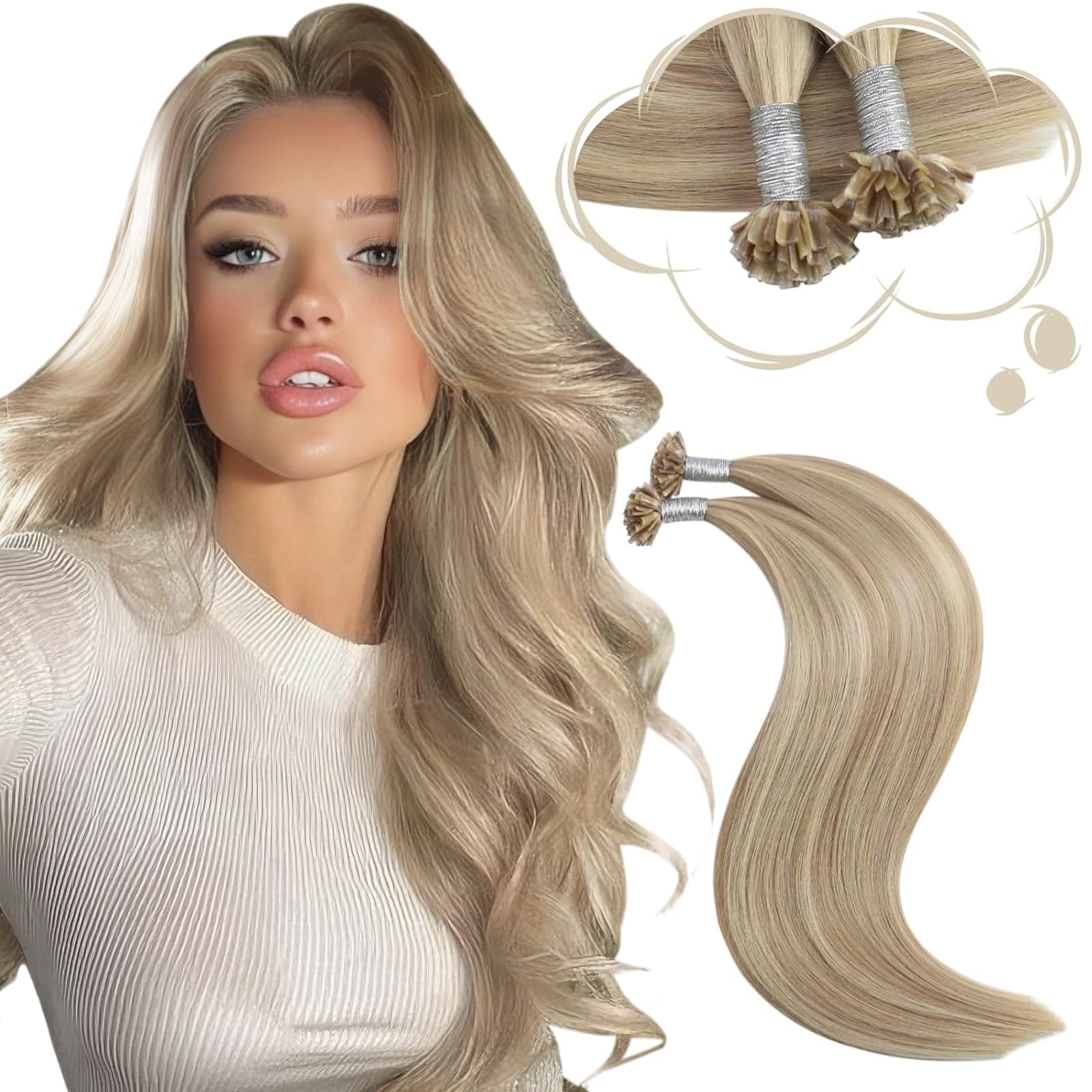 Moresoo Haarverlängerung Echthaar Bondings Extensions Echthaar Bondings
