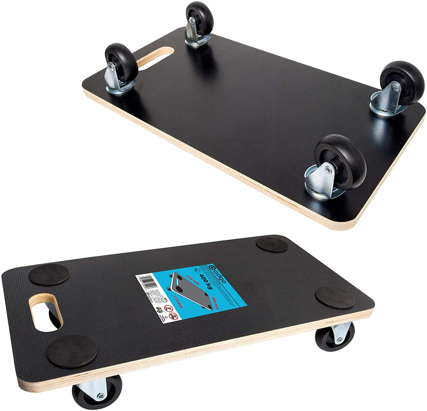 ADGO Plataforma de Transporte Rectangular laminada para Muebles, Tabla Enrollable de Transporte, transportor, Perro de Muebles, 575 x 300 x 120 mm, máx. 400 kg
