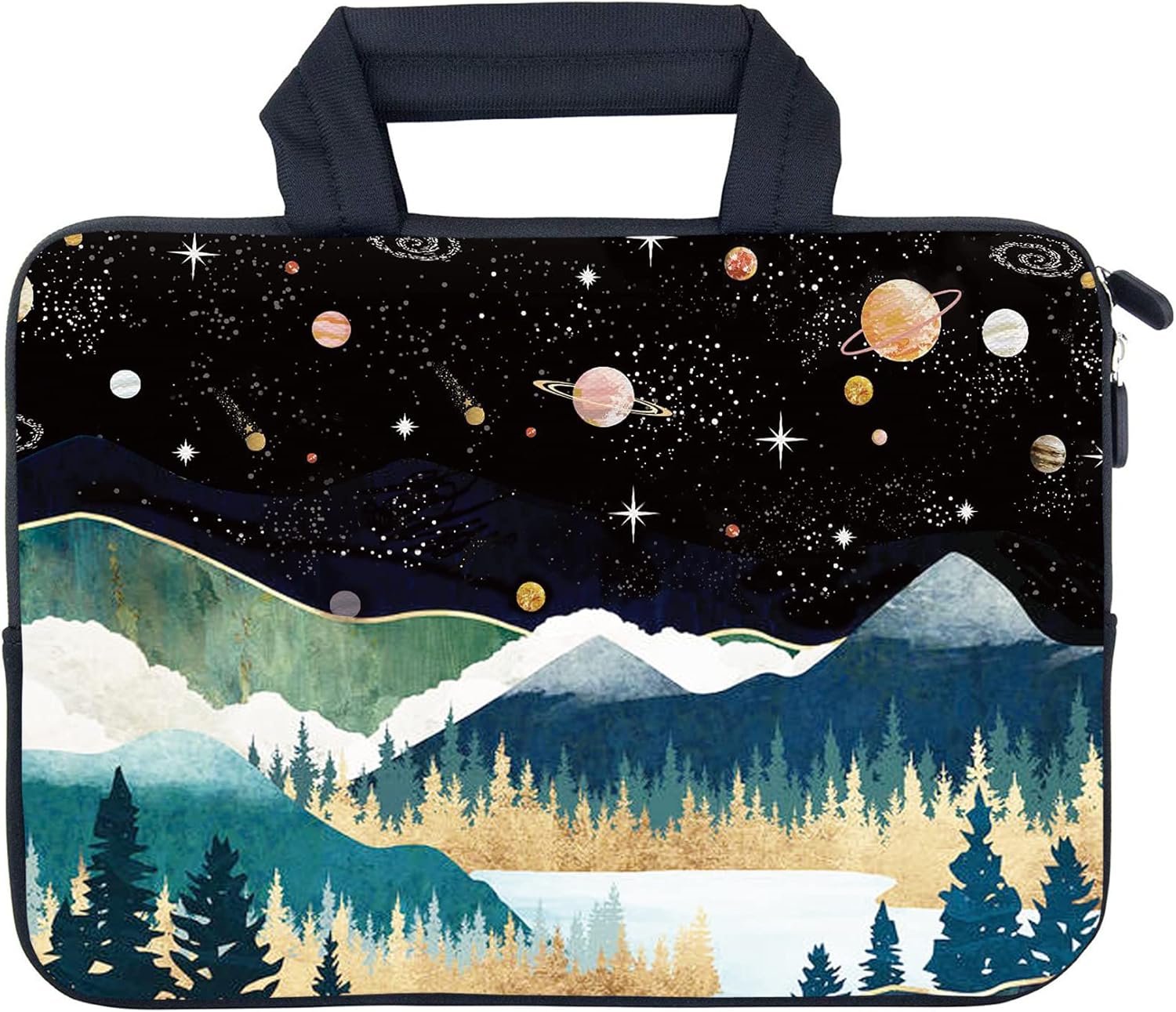 AMARY14 15 15.4 15.6 inch Laptop Handle Bag Computer Protect Case Pouch Holder Notebook Sleeve Neoprene Cover (Mountains Galaxy) - Image 4