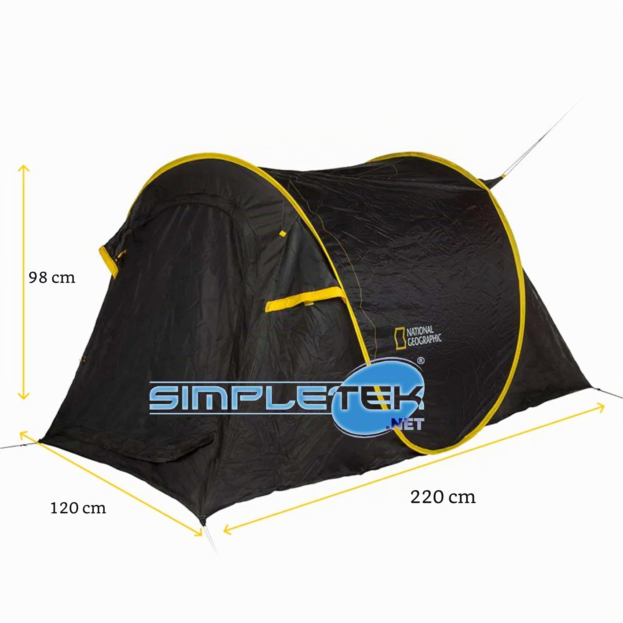 National Geographic Iglu-Campingzelt für 2 Personen | Einfach zu montieren mit schnellem Pop-Up | Wasserdicht, Sonnenschutz, 3 Ventilationspunkte