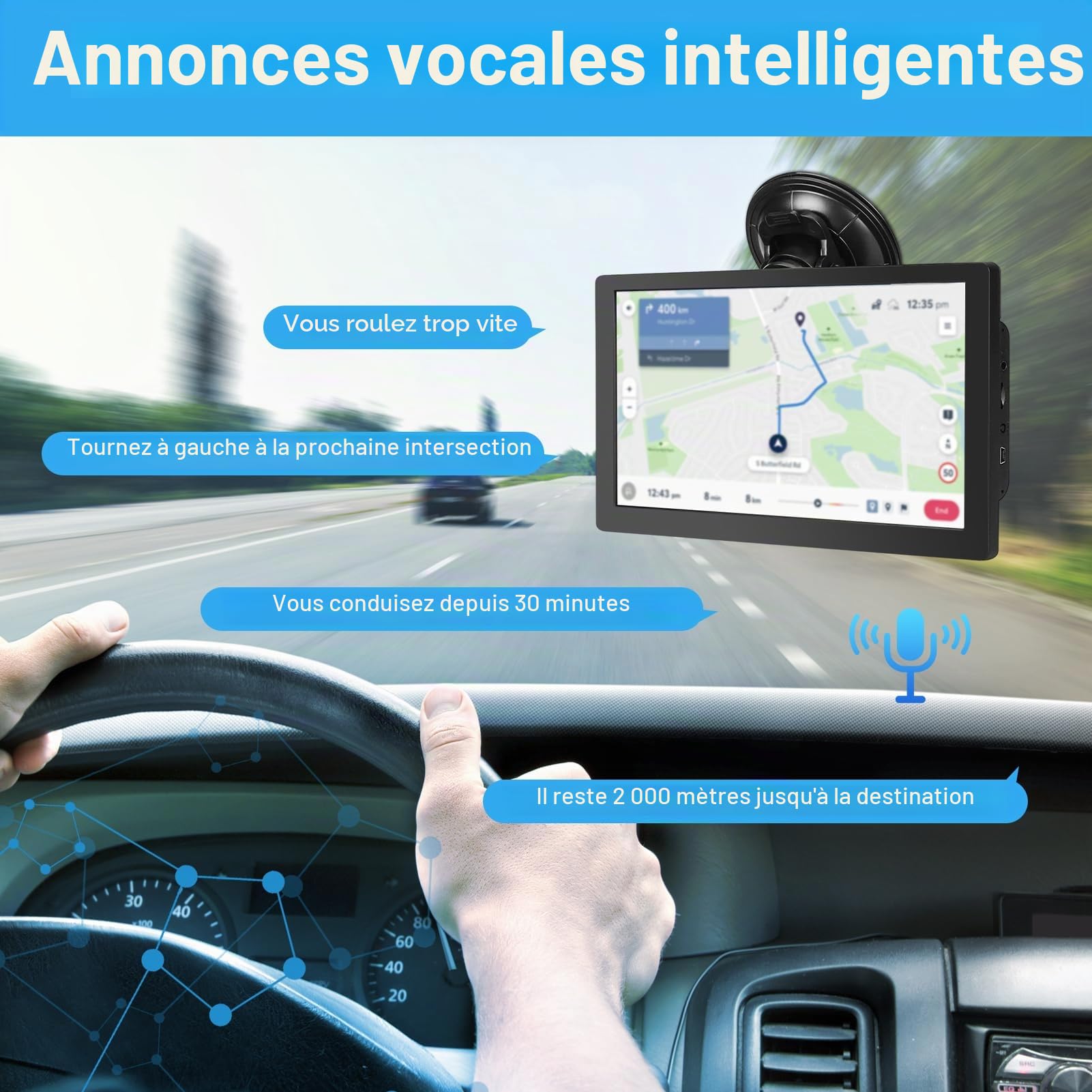 Navigateur GPS 22,9 cm pour voiture, camion 22,9 cm, pilotes commerciaux 2025 pour cartes Europe et Royaume-Uni (en Europe)