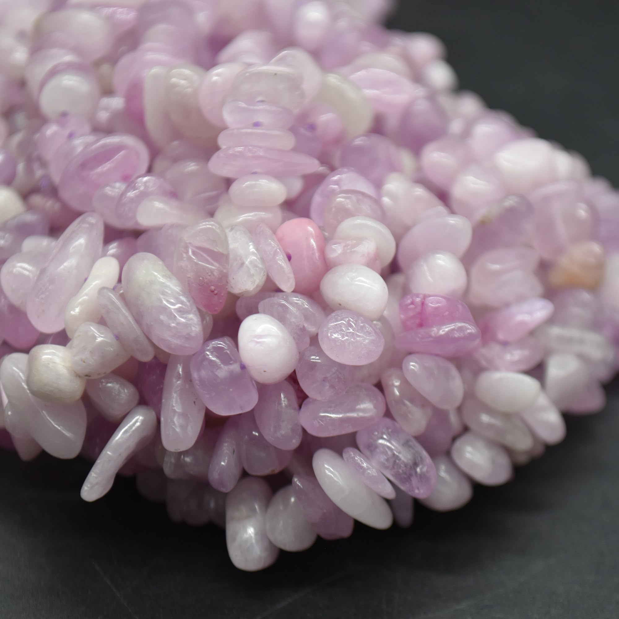 Grade A Natural Kunzite Semi-Precious Gemstone Chips Nuggets - 5mm - 8mm, 36" Strand