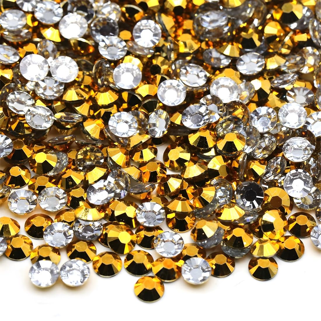 Flatback Rhinestones Round Gems for Nails Art and Crafts 4000Pcs SS12 3mm AB Crystals Glitter Stone DIY Bags Clothes Shoes (Gold AB)