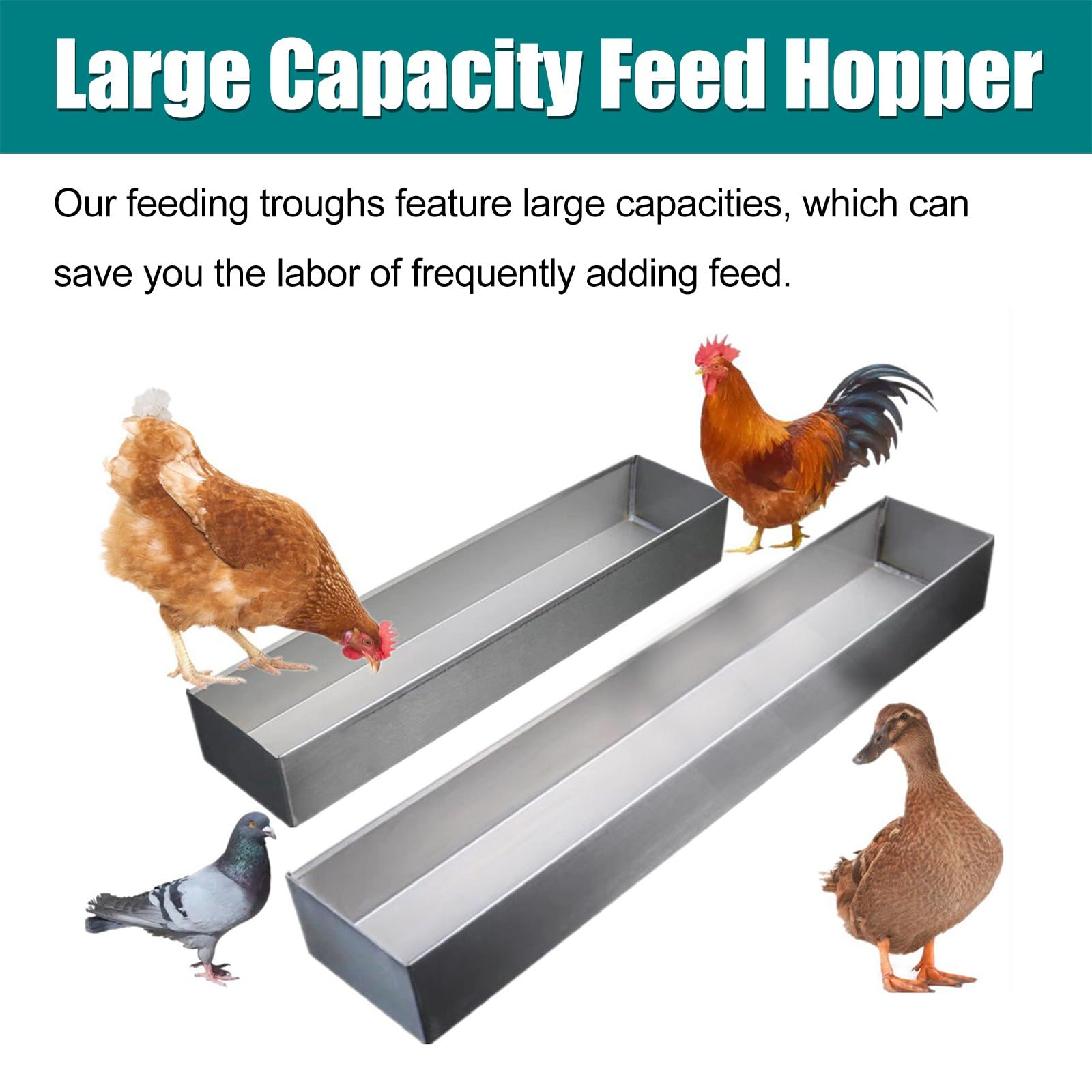 SRNSAEB Comedero para Ganado Bebedero para Animales al Aire Libre 20 40 60 80 100 CM, comedero de heno para Palomas, Pollos, Patos, Gansos, Conejos, System de comedero(H 7cm(2 3/4"),L 80cm (31 1/2"))
