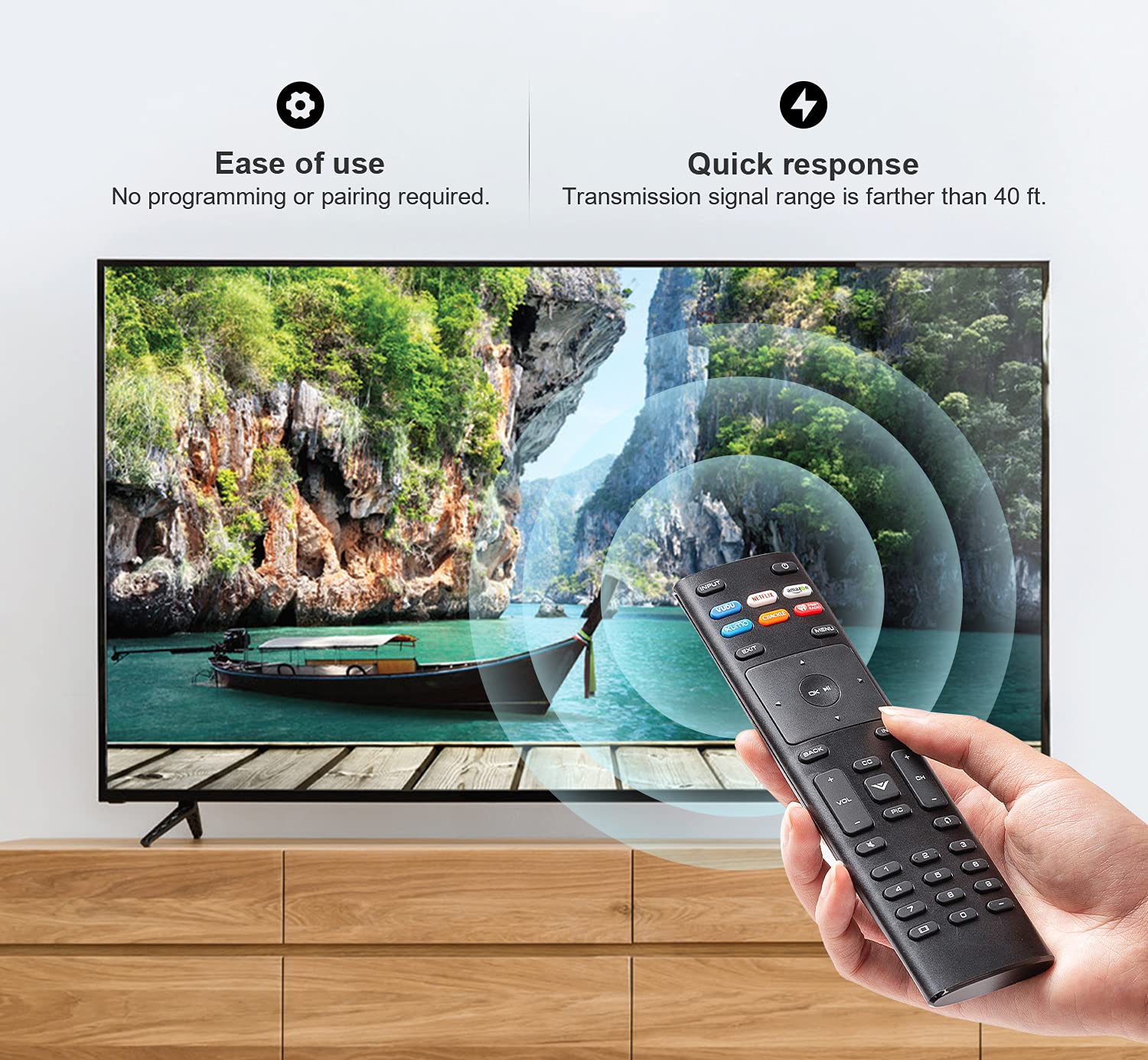 Télécommande universelle pour Vizio Smart-TV, Remote-XRT136-Remplacement compatible avec LED LCD HDTV 4K UHD et autres téléviseurs