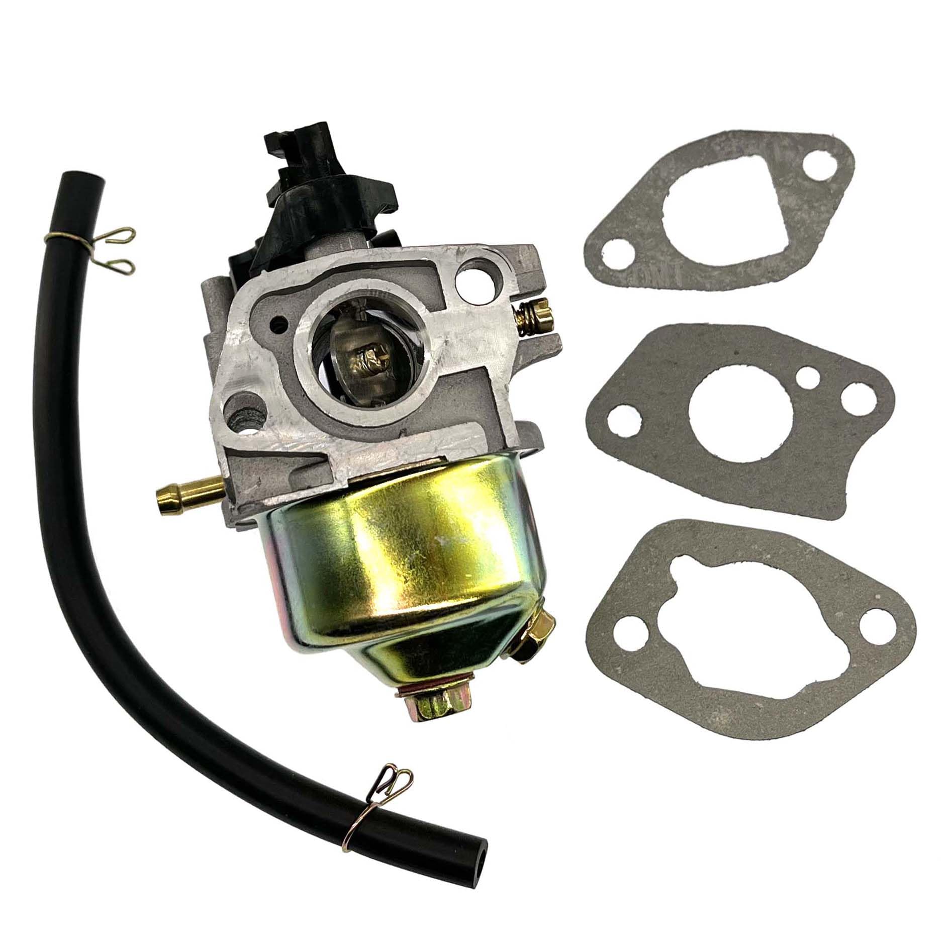 BOOSTI Carburettor Set for AL-KO Pro 140 QSS Lawn Mower, Plastic & Metal, Replaces 411923, Includes 1x Carburettor + 3x Gasket + 1x Hose