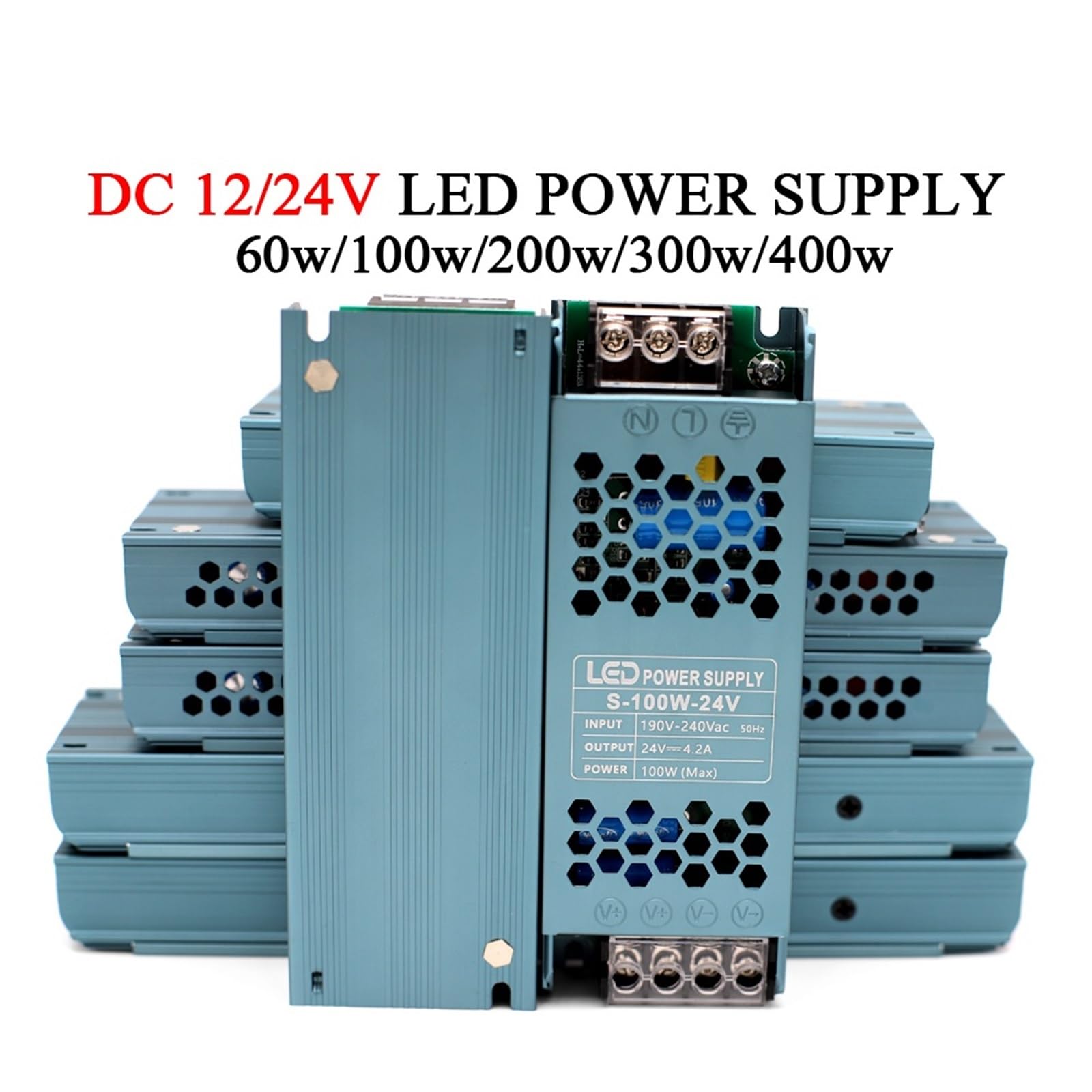 Zasilacz kontrolera światła LED z zasilaczem 12 V/24 V DC i 190-240 V AC do cichego oświetlenia (300 W, 12 V)