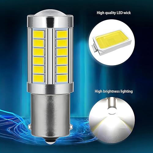 Miniatura 6 de Paquete de 4 luces LED de señal de freno de giro para automóvil, 1156 33SMD bombillas superbrillantes, luz de marcha atrás, para interior de 12 V,