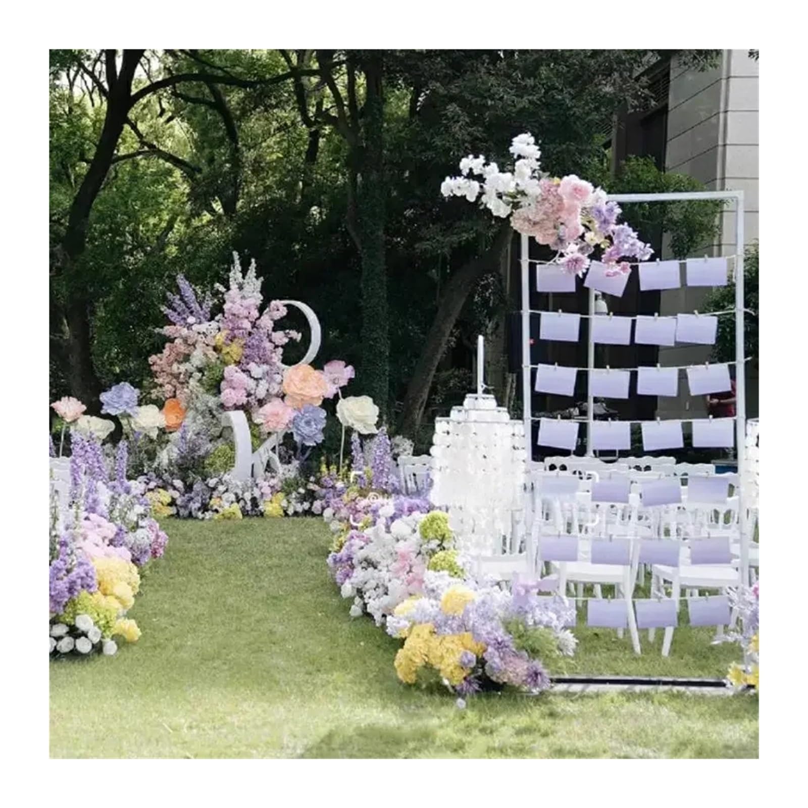 Genérico 4 Uds. Accesorios de Boda Estante de Pantalla de Hierro Marco Rectangular Arco de Flores Soporte de Cartel de Bienvenida guía de Carretera, decoración de Fondo de Escenario(White 4pcs)