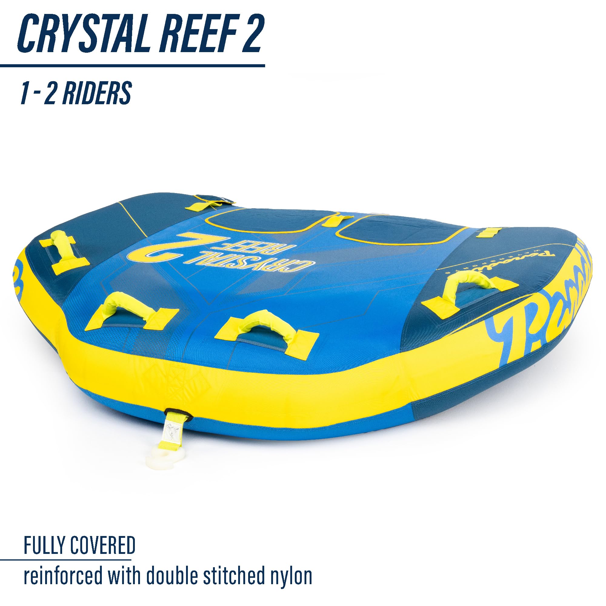 NorEast Outdoors Paradise Water Sports - Crystal Reef Towable Tube for Boating - 1-2 Riders, Blue/Yellow