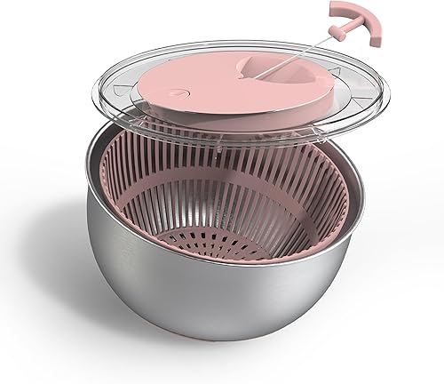 Miniatura 8 de COOK WITH COLOR Lavadora de lechugas y secadora de verduras para una fácil preparación de ensaladas, base antideslizante con mango de tracción,