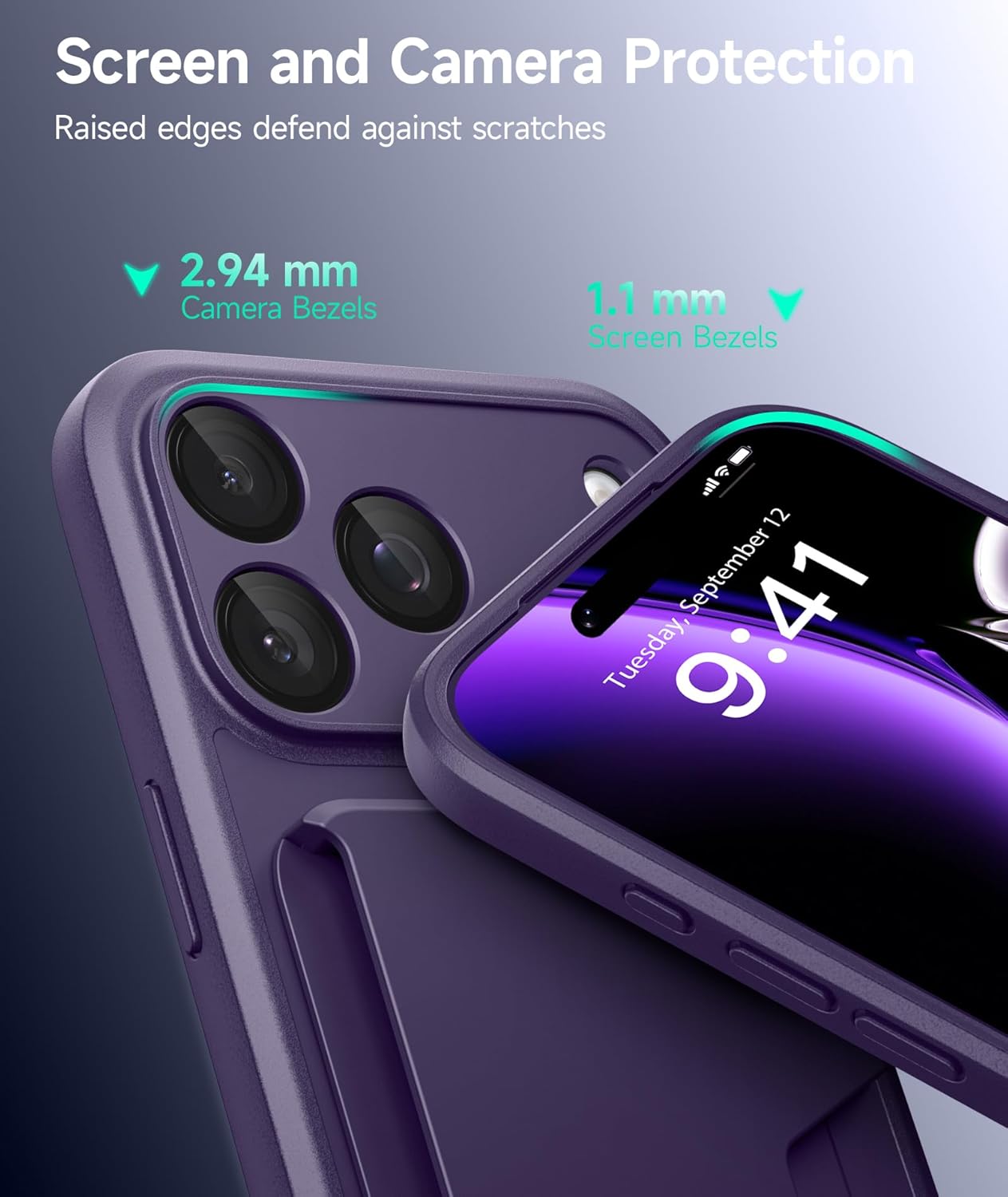 for iPhone 17 Pro Max Case with Card Holder & Kickstand [Compatible with MagSafe][Camera Control][Full Camera Protection] Card Slot Rugged Shockproof Protective Wallet Case for 17 Pro Max 6.9'',Purple