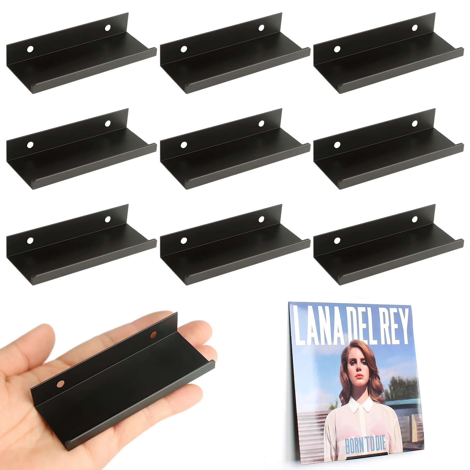 HAVXJAN Vinyl Wall Mount 9 Pack, Metal Vinyl Shelf Minimalist Record Display Your Favorite Albums Stylish Record Holder Wall Modern Office Home Decor