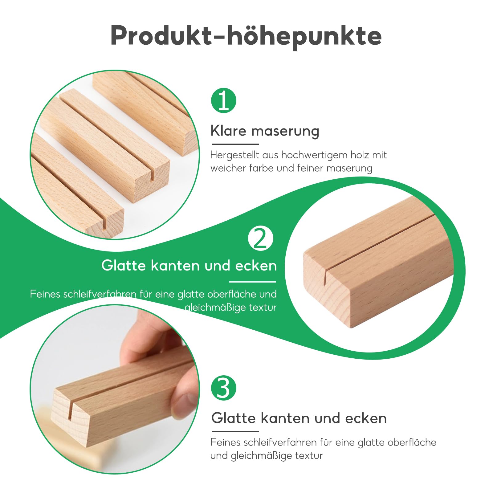 KITDAHOM Kartenhalter Aus Buchenholz - 10 Stück Für Tischkarten