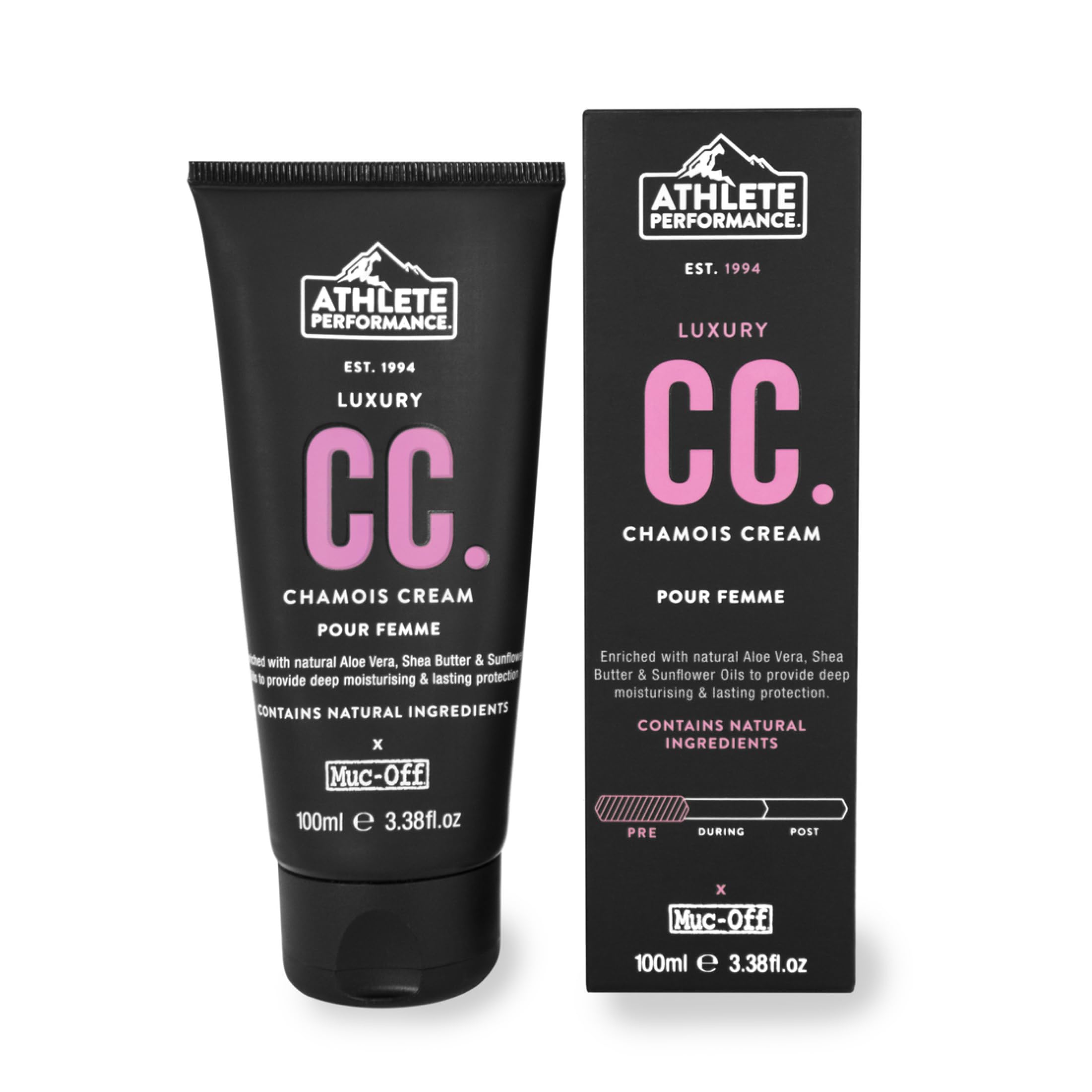 Muc-Off Luxury Chamois Cream Pour Femme - Soothing Anti Chafing Cream for Women - pH Balanced Hydrating Barrier with Aloe Vera - 100ml