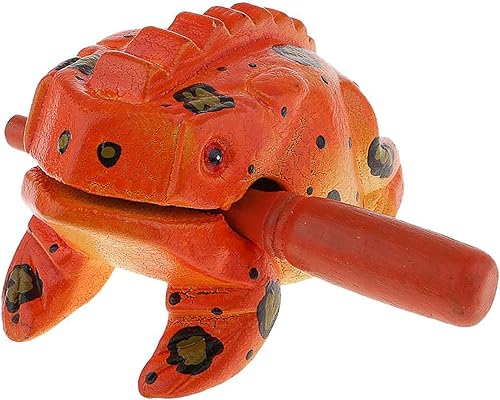 Instrumento de madera de 3.5 pulgadas de guiro de rana - Percusión de bloque de tono musical (azul)