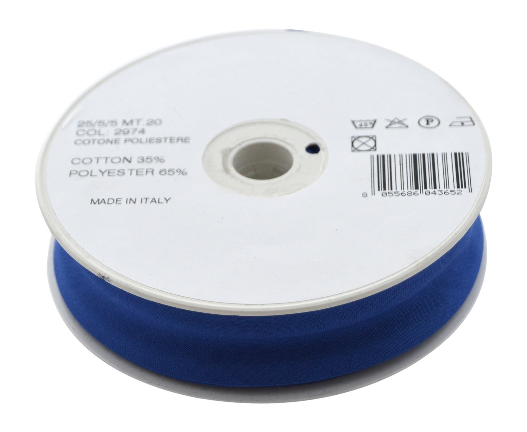 Inastri Royal Blue 25/5/5 Mm Polycotton Bias Binding - 20M Roll