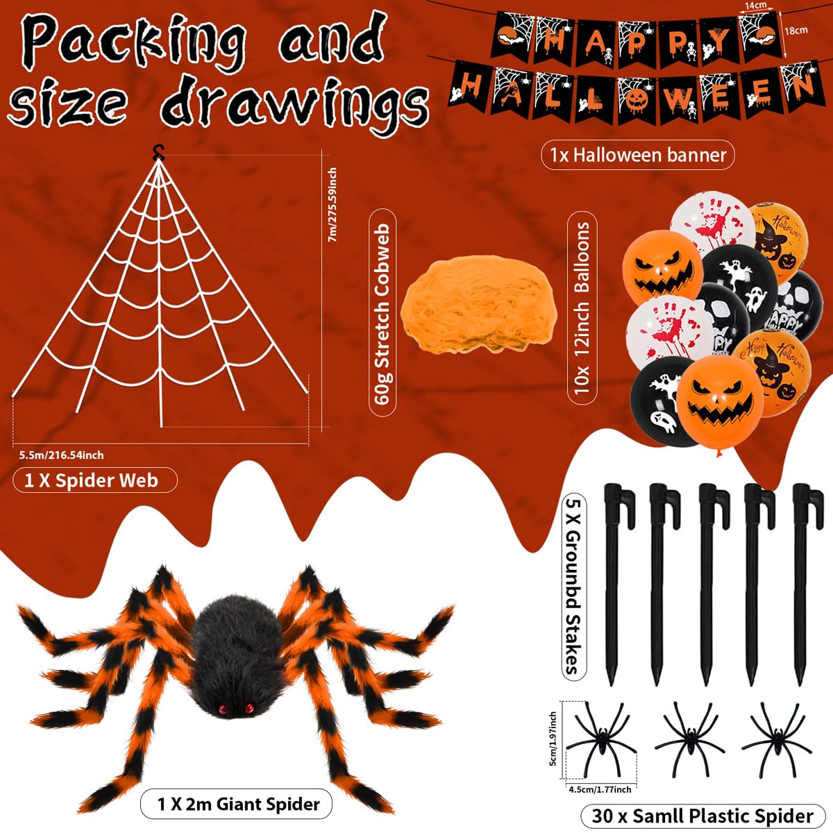 AMLOOPH Halloween Decorations Outdoor Spider Web - Image 4