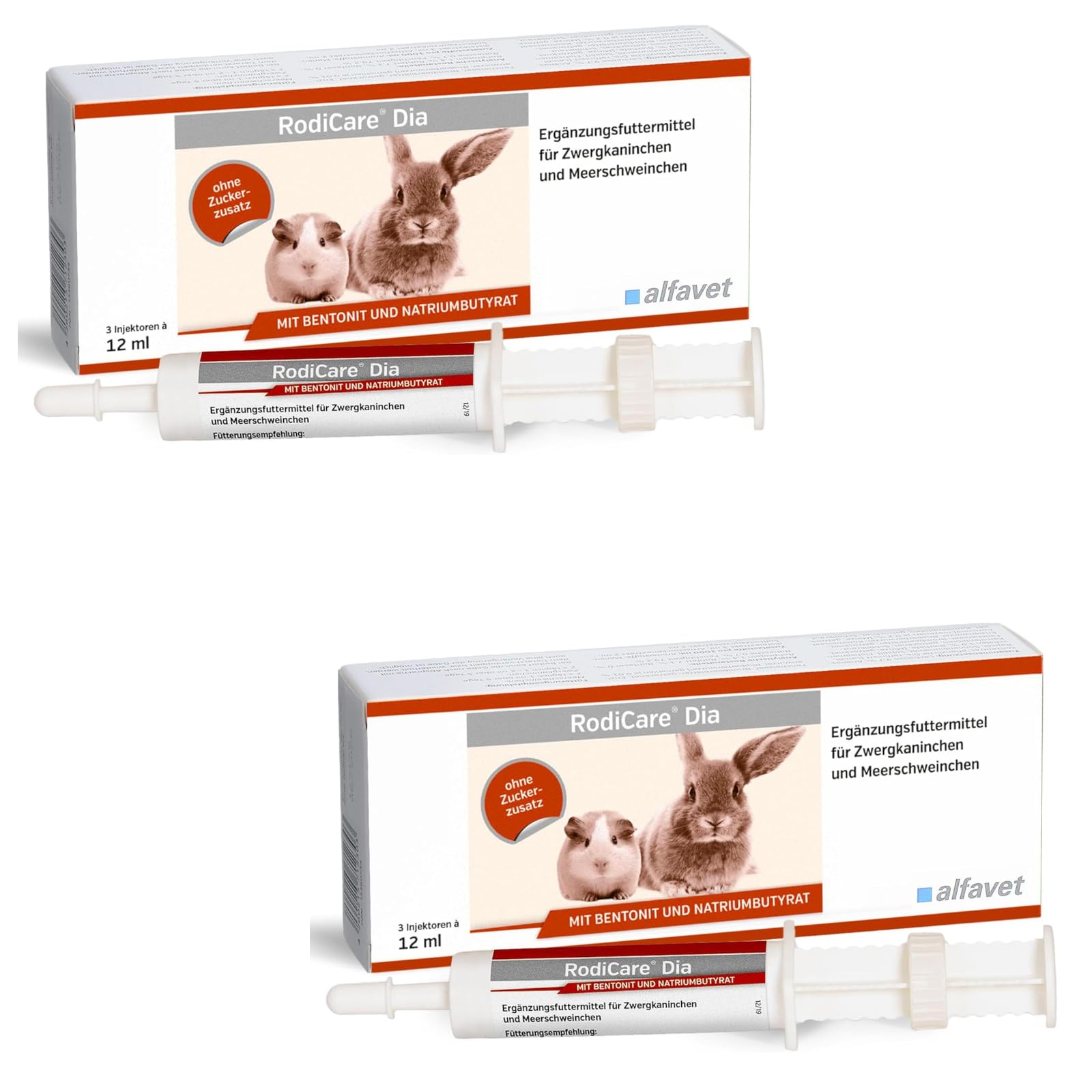 Alfavet RodiCare Dia | Doppelpack | 2 x 3 x 12 ml | Ergänzungsfuttermittel für Zwergkaninchen und Meerschweinchen | Zur Unterstützung der physiologischen Verdauung