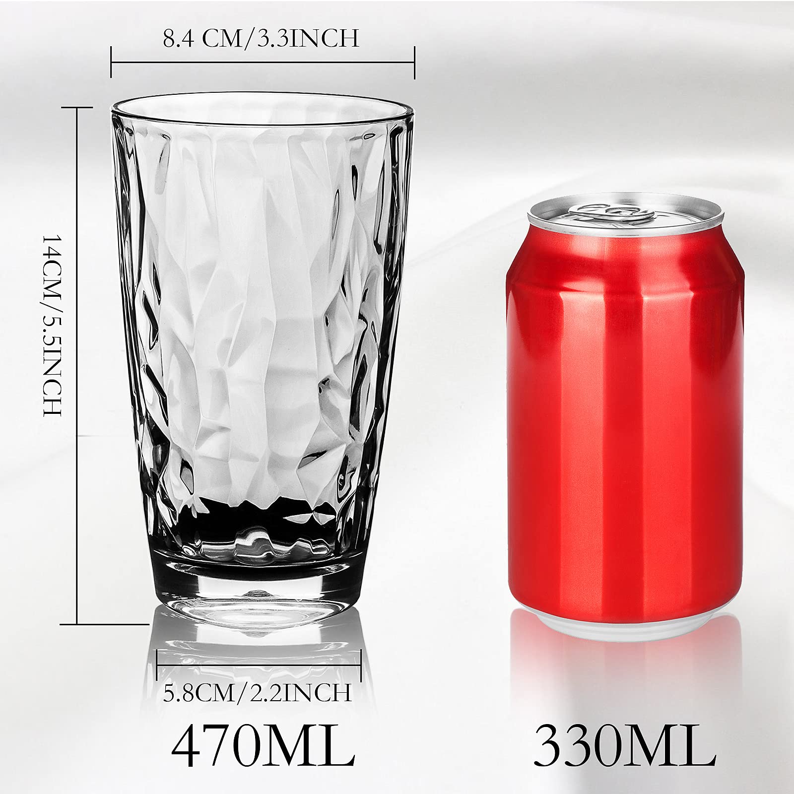 Yiter 4 PCS Plastic Tumblers, Stackable Plastic Glasses for Adults Kids, Unbreakable Glasses Drinking Cups for Juice Sangria - Image 3