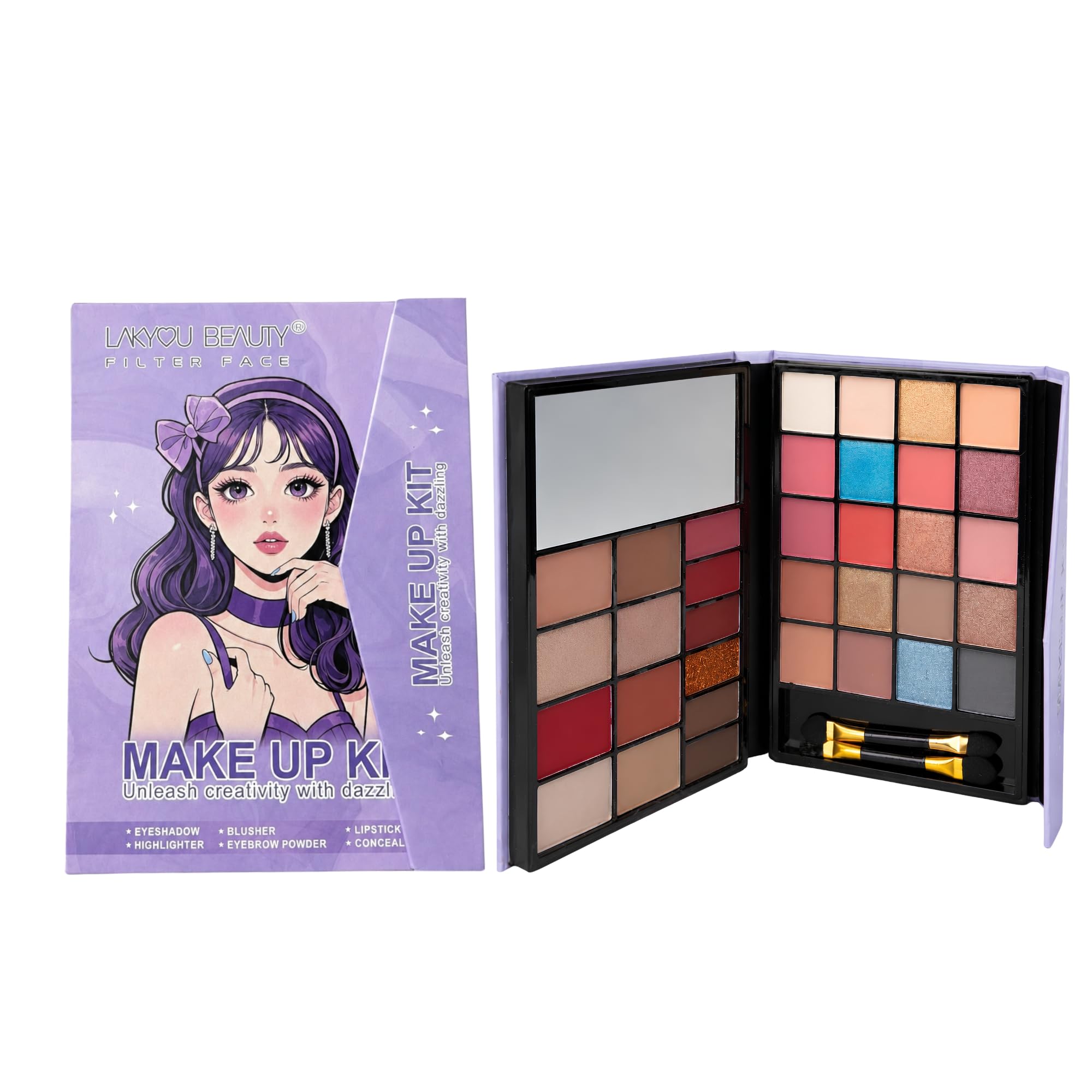 Lakyou Beauty All-in-One Professional Makeup Palette | Multi-Function Cosmetic Kit with Eyeshadow, Lipstick, Blush, Concealer, Highlighter & Brow Powder | Ideal Gift for Women & Girls-picture-43