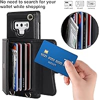 Vista 3 de Asuwish Funda de teléfono para Samsung Galaxy Note 9 con bloqueo RFID, tarjetero para tarjetas de crédito, correa cruzada de muñeca, soporte