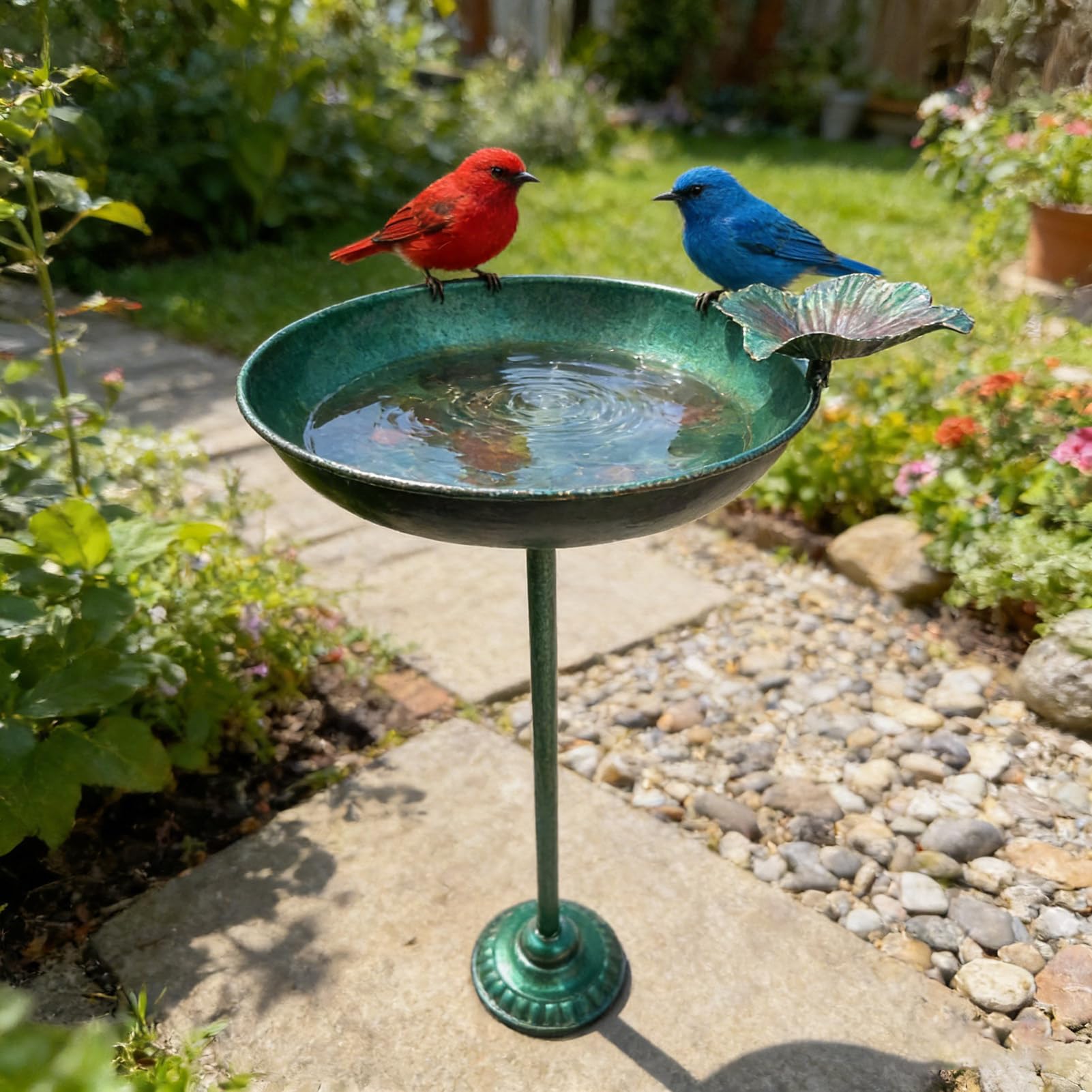 Baignoire et mangeoire en métal avec motif lotus pour décoration de jardin, cour, pelouse