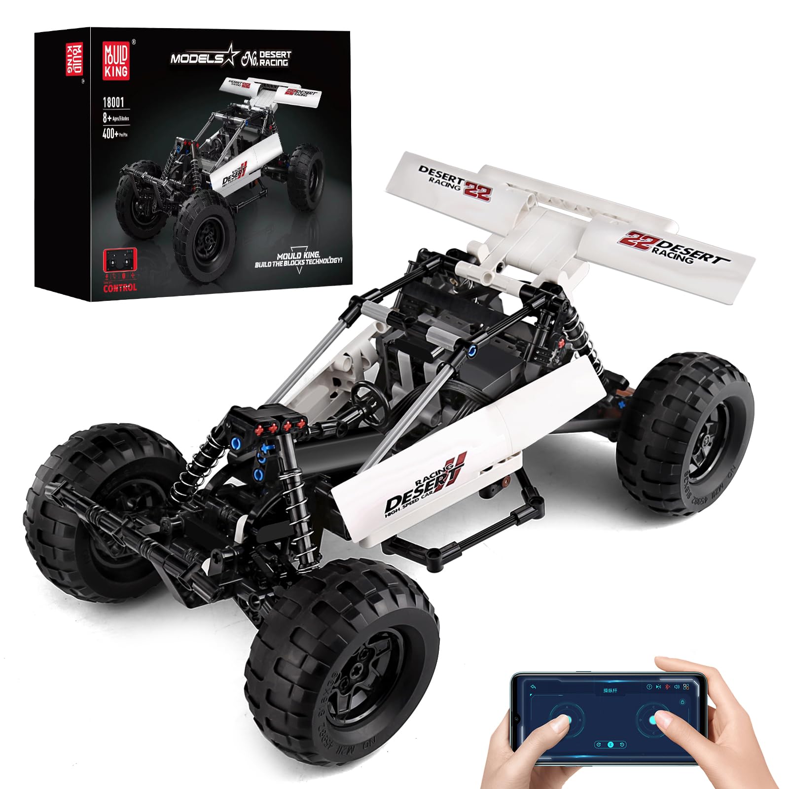 Mould King 18001 - Briques de Construction contrôlées par Application avec télécommande - Modèle avec 3 Moteurs - Voiture Tout-Terrain Technique Tout-Terrain - Véhicule d'escalade réaliste - Cadeau