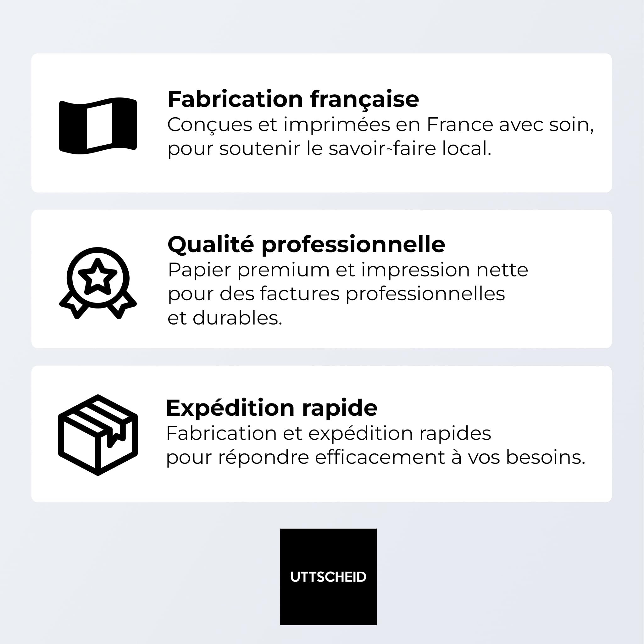Factures - Commandes - Devis >AUTOCOPIANTES< >PERSONNALISÉES< - Lot de 50 feuilles - UTTSCHEID (Personnalisé, 1)