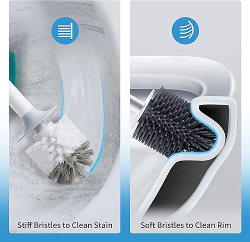 Miniatura 3 de BOOMJOY Cepillo y soporte para inodoro  Cepillo limpiador de inodoro duradero con cerdas densas y base transparente para limpieza profunda del baño