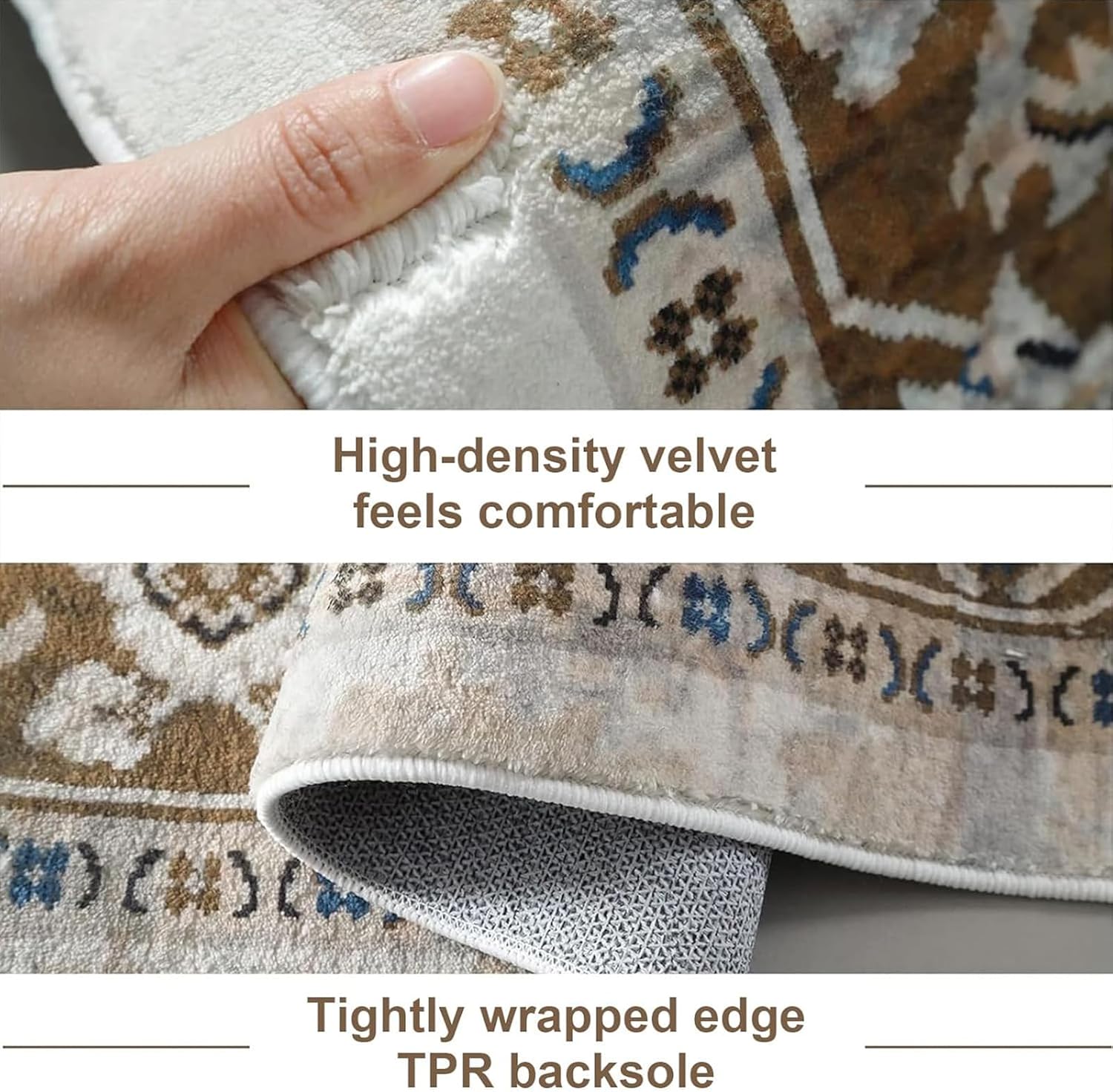 1.7 x 2.6 Area Rug Washable Boho Rug Soft Area Rugs for Door Mat, Kitchen, Floor, Entryway, Powder Room Non-Slip Non-Shedding Vintage Carpet