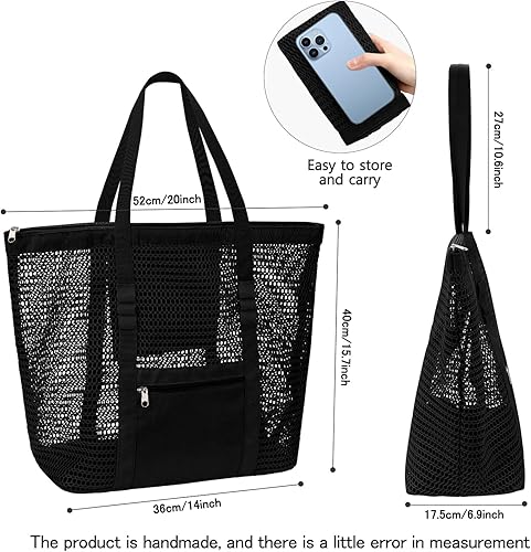 Miniatura 2 de hatisan Bolsa de playa de malla, bolsas de playa mejoradas para mujer, bolsa de malla, bolsa hobo, accesorios de playa