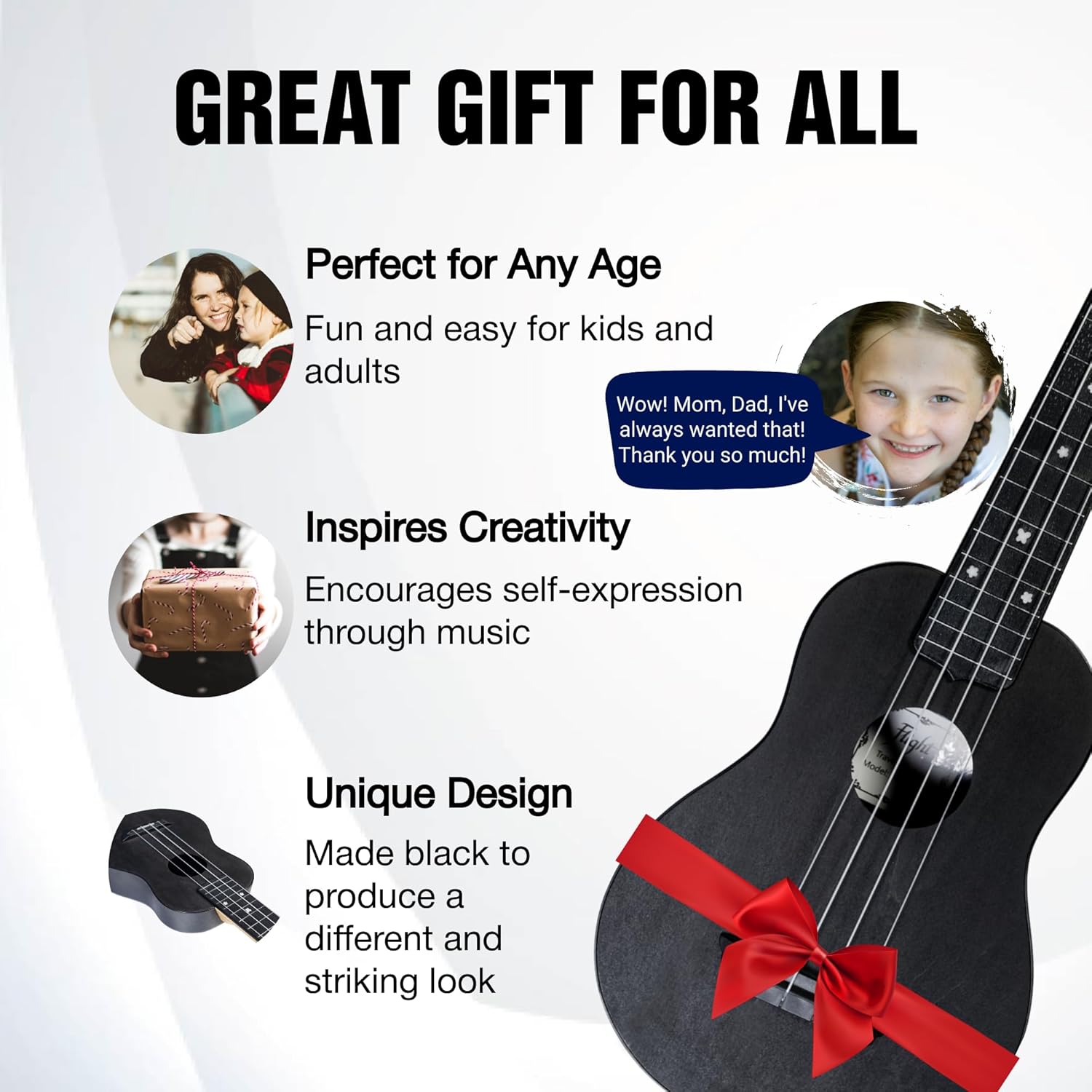 Flight TUS35 Black - Travel Series Soprano Ukulele