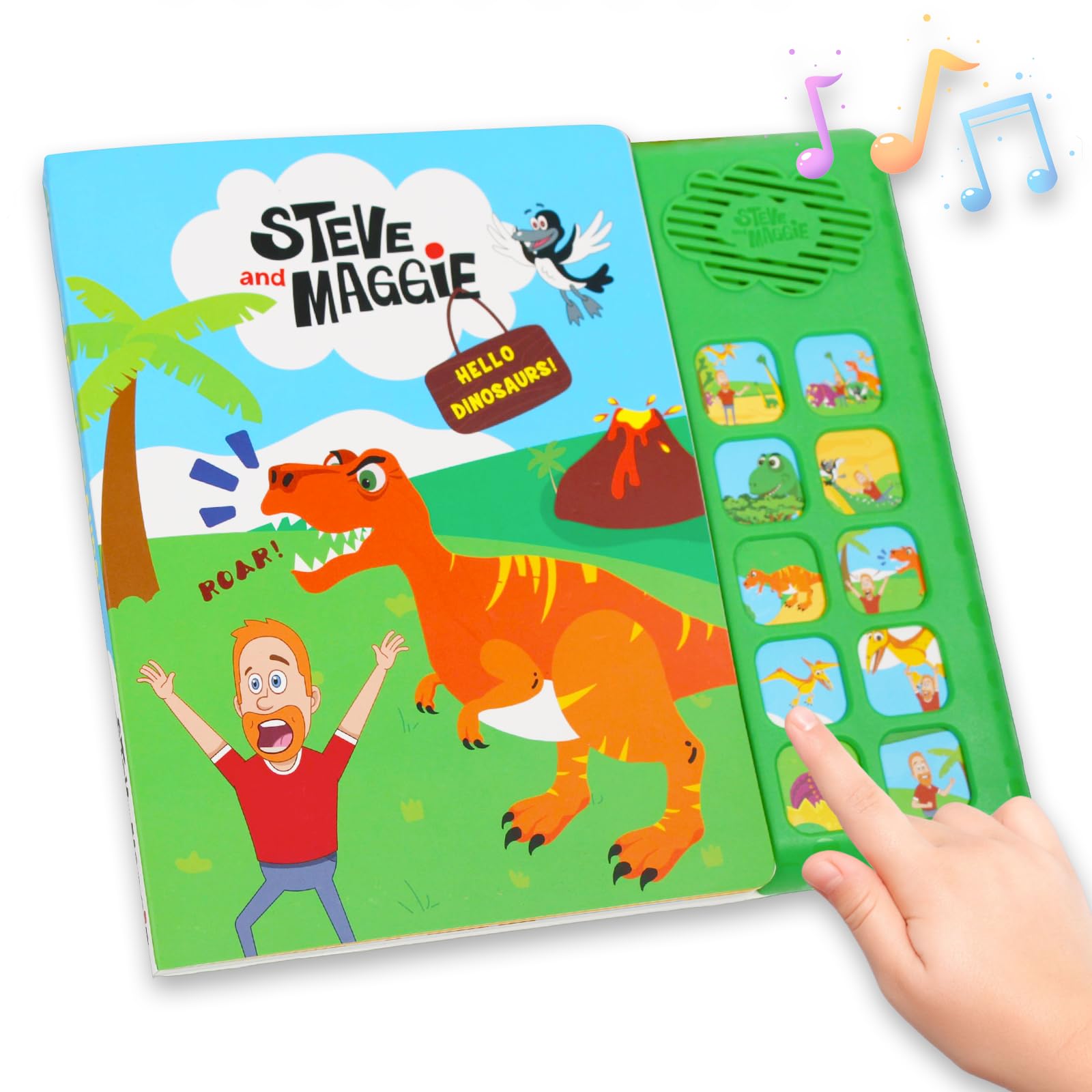 Steve and Maggie Hello Dinosaurs 10-Button Baby Sound Books, Sing-Along Dinosaur Nursery Rhymes Book