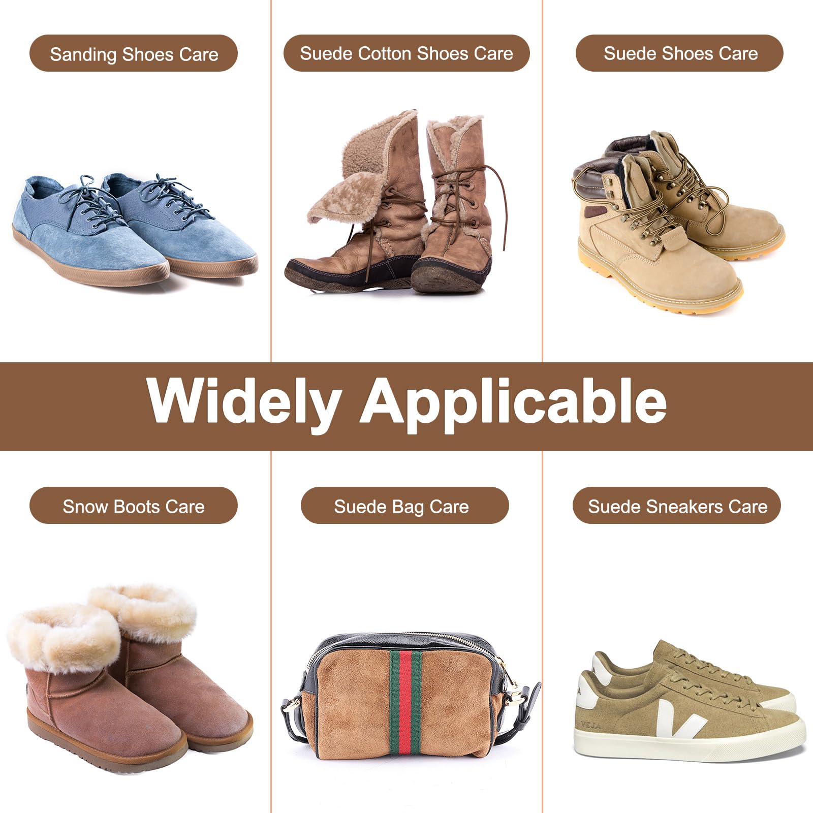 AiQInu Brosse à Chaussures en Daim 3 Pièces Brosse à Daim, Brosses à Chaussures, Brosses en CRIN de Cheval, Multi-usages pour Nubuck, Cuir de Vachette